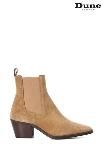 Dune London Cream Pexas Chisel Toe Low Western Boots (E00265) | £160