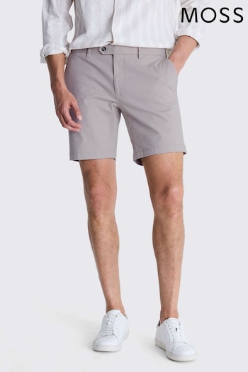MOSS Slim Fit Grey Stretch Chino Shorts (E00322) | £50