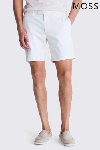 MOSS Slim Fit Stretch Chino White Shorts (E00327) | £50