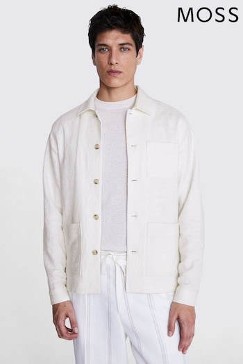 MOSS Textured Chore White Overshirt (E00341) | £100