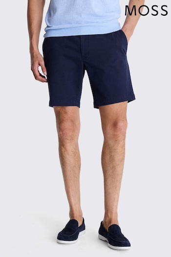 MOSS Slim Fit Blue Stretch Chino Shorts (E00344) | £50