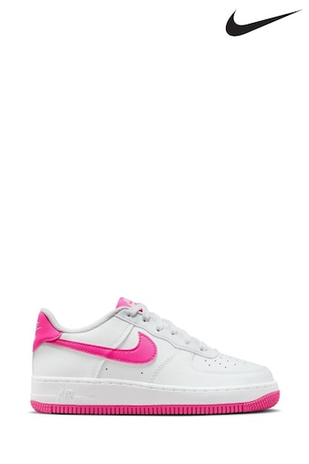 Nike Cutting White/Pink Air Force 1 Youth Trainers (E00357) | £75