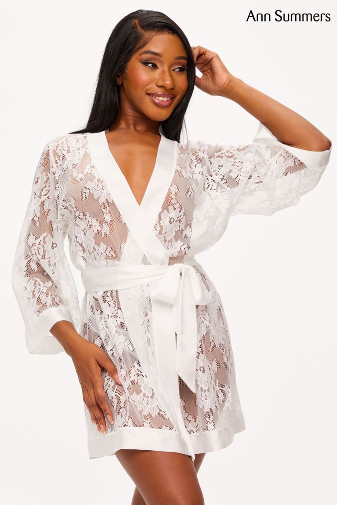 Long white lace robe online