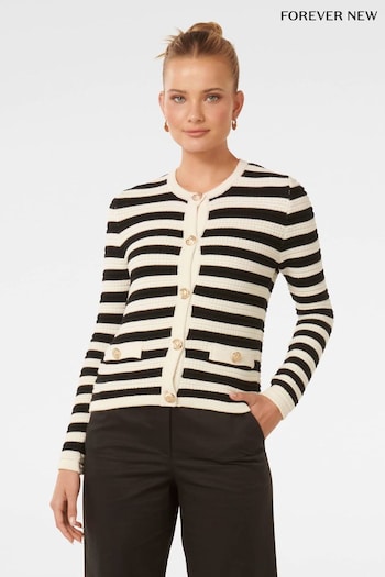 Forever New Black Beri Striped Knit Cardigan (E00671) | £90