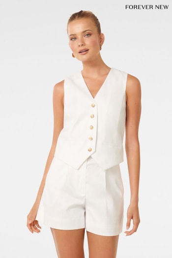 Forever New White Linen Blend Alice Waistcoat (E00673) | £60