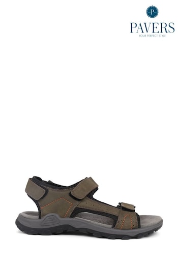 Pavers Green Adjustable Leather Walking Sandals (E00736) | £40
