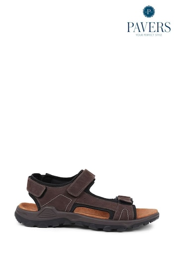 Pavers Adjustable Leather Walking Brown Sandals (E00739) | £40