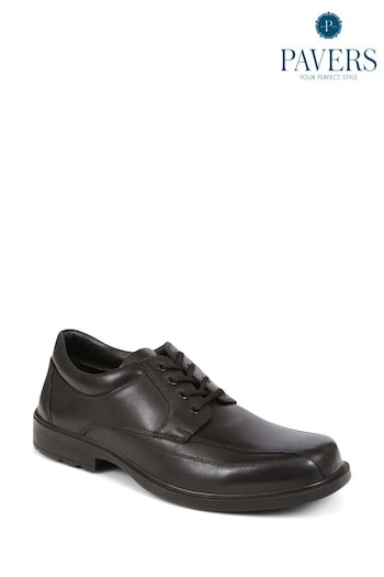 Pavers Lace-Up Smart Black Pink Shoes (E00740) | £40