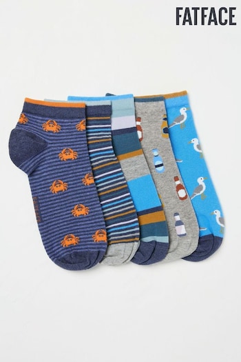 FatFace Blue Seaside Socks 5 Pack (E00746) | £20
