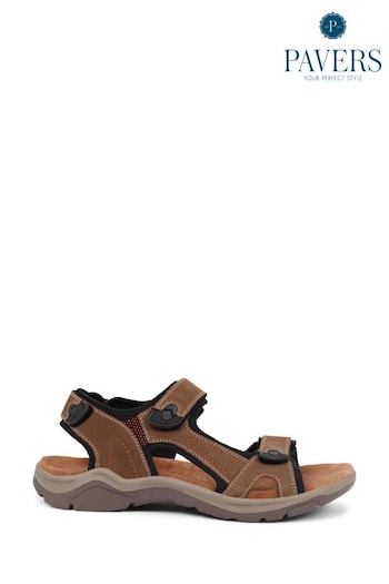Pavers Adjustable Leather Brown Sandals (E00747) | £40