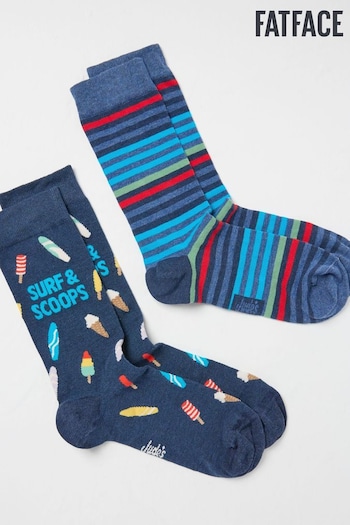 FatFace Blue Judes Socks in a Box 2 Pack (E00759) | £12.50