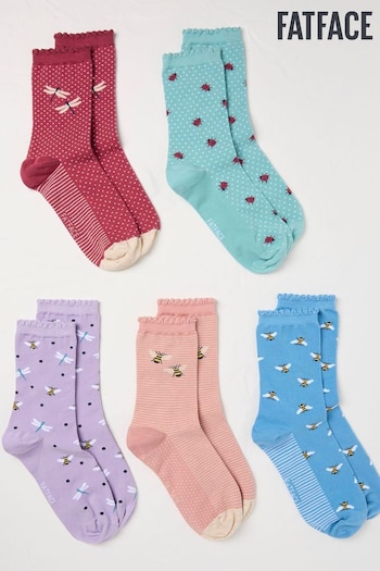 FatFace Red Insect Socks 5 Pack (E00764) | £20