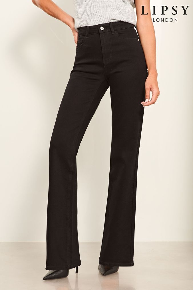 Bell bottom black jeans top