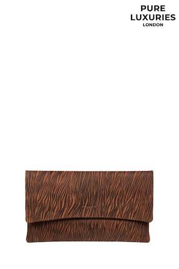 Pure Luxuries London Animal Print Amelia Nappa Leather Clutch Bag (E01077) | £39