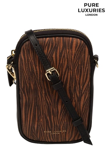 Pure Luxuries London Animal Print Alaina Nappa Leather Cross-Body Phone Bag (E01099) | £36