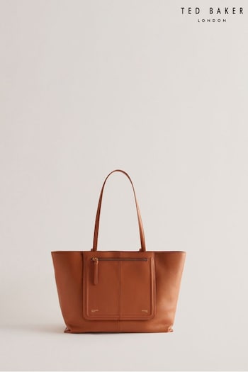 Ted Baker Brown Soft Grainy Leather Nish Tote Bag (E01187) | £175