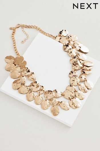 Gold Tone Molten Drop Collar Necklace Made With Recycled Zinc (E01195) | £0