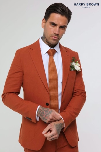 Harry Brown Orange Decorate Cotton Linen Blend Blazer (E01243) | £159