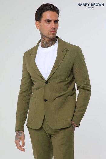 Harry Brown Green Deakin Cotton Linen Seersucker Blazer (E01247) | £159