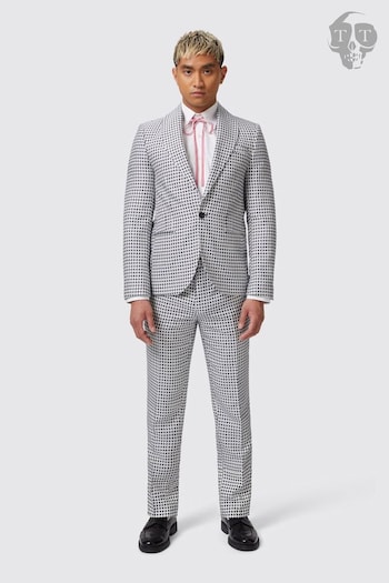 Twisted Tailor White Slim Fit Siorek Jacquard Jacket (E01249) | £150