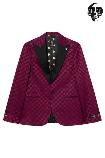 Twisted Tailor Purple Slim Fit Papatya Jacquard Jacket (E01251) | £150