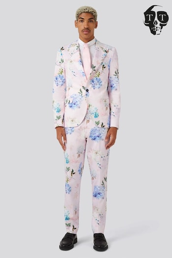 Twisted Tailor Pink Skinny Fit Pickhurst Floral Cotton Jacket (E01263) | £150