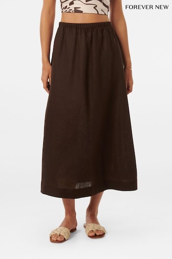Forever New Brown Pure Linen Avery Skirt (E01301) | £50