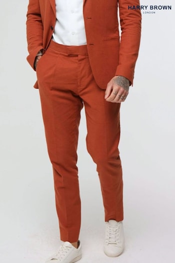 Harry Brown Orange Decorate Cotton Linen Blend Trousers (E01367) | £89
