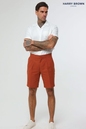 Harry Brown Orange Decorate Cotton Linen Blend Shorts (E01371) | £69