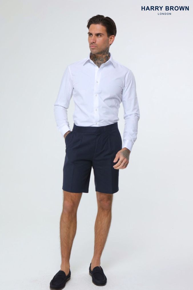 Buy Men s Slim Fit Linen Shorts Online Next UK