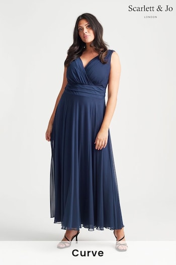 Scarlett & Jo Navy Blue Nancy Marilyn Mesh Maxi Dress (E01380) | £85