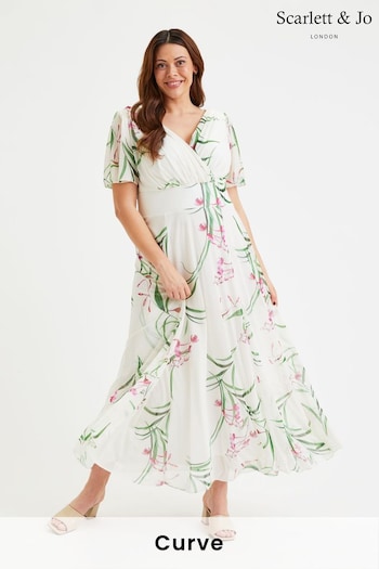 Scarlett & Jo Natural Isabelle Angel Sleeve Maxi Dress (E01384) | £95