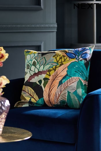 Dark Green Maximalist Leaf Cushion (E01432) | £0