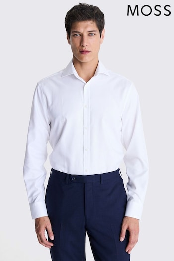 MOSS Regular Fit Dobby White Shirt (E01542) | £50