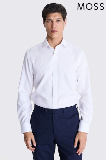 MOSS Tailored Fit Royal Oxford Non Iron White Shirt (E01545) | £50