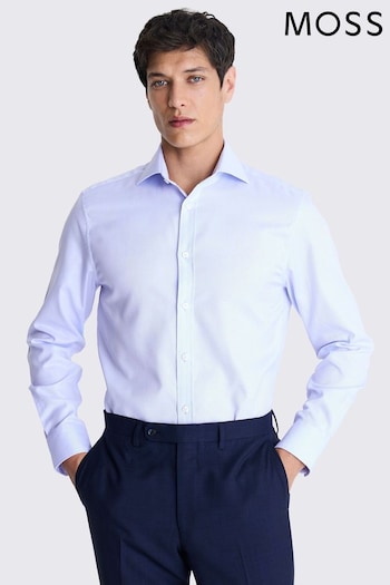 MOSS Tailored Fit Sky Blue Dobby Shirt (E01548) | £50