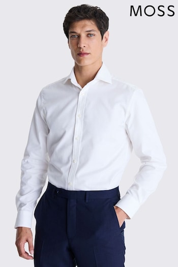 MOSS Tailored Fit Dobby Off White Shirt (E01551) | £50