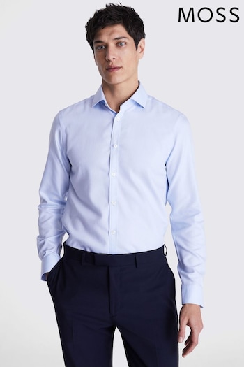 MOSS Slim Fit Blue Sky Dobby Textured Non Iron Shirt (E01553) | £50