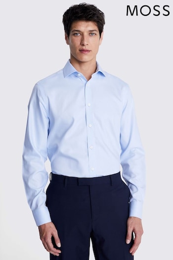 MOSS Tailored Fit Sky Blue Royal Oxford Non Iron Shirt (E01559) | £50