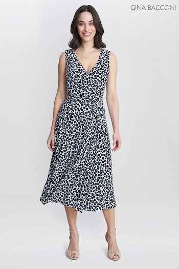 Gina Bacconi Blue Dolly Fit And Flare Jersey Dress (E01624) | £120