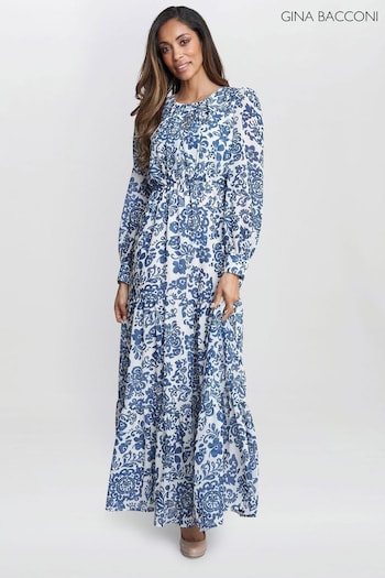 Gina Leslie Bacconi Blue Jojo Long Sleeve Dress (E01661) | £99