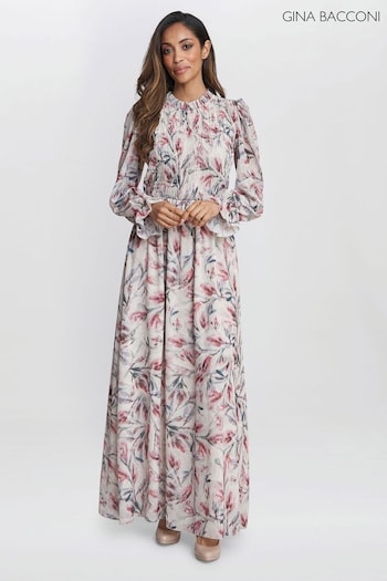 Gina Bacconi Thea Sheered Long Sleeve Dress (E01662) | £120