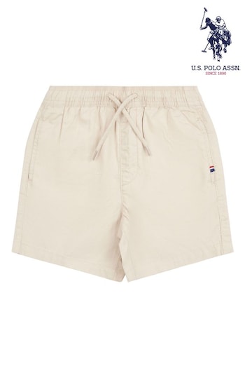 U.S. assn Polo Assn. Boys Linen Blend Deck Cream Shorts (E01717) | £40 - £48