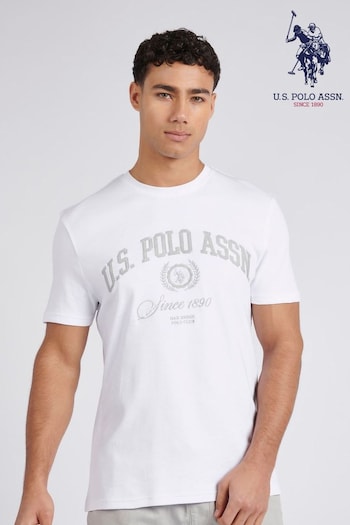 U.S. Polo Brunello Assn. Mens Classic Fit Premium Graphic White T-Shirt (E01821) | £35