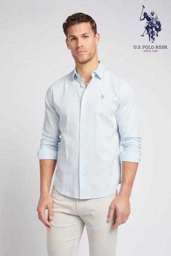 U.S. stripe Polo Assn. Mens Linen Blend Shirt (E01824) | £60