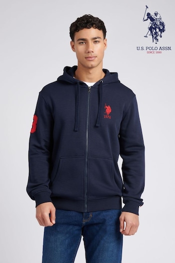 U.S. intarsia-knit Polo Assn. Mens Classic Fit Player 3 Zip Hoodie (E01825) | £75