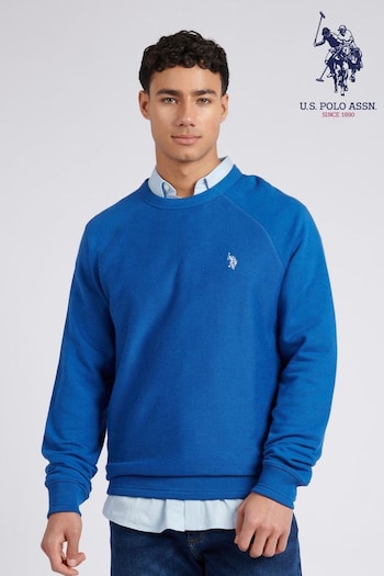 U.S. Polo Assn. Mens Blue Classic Fit Texture Reverse Sweatshirt (E01843) | £65