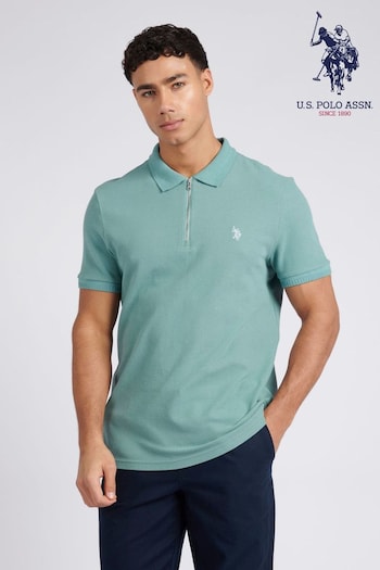 U.S. Polo Assn. Mens Blue Regular Fit Texture Polo Shirt (E01848) | £60