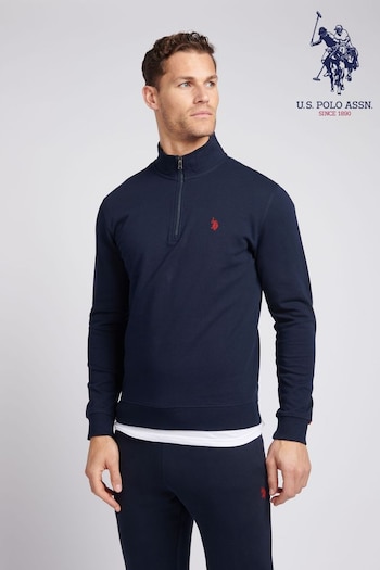 U.S. intarsia-knit Polo Assn. Mens Classic Fit 1/4 Zip Sweatshirt (E01855) | £65