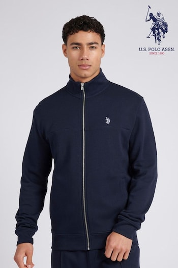 U.S. casual Polo Assn. Mens Blue Classic Fit Luxe Funnel Tracksuit Top (E01856) | £75